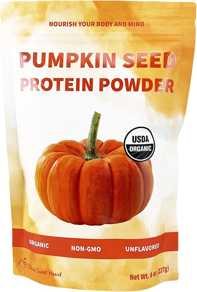 Cherie Sweet Heart Pumpkin Seed Protein Powder 8 oz, 100% Non-GMO, Dairy-Free, Keto-Friendly, Gluten-Free, Soy-Free, Plant-Based Protein