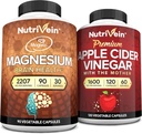Nutrivein Premium Apple Cider Vinegar Capsules & Magnezyum L-Threonate Sche: Yüksek hacimli Magnezyum Threonate Supplement ve Apple Cider Vinegar Supplements for Brain, Gut, & General Well-Being