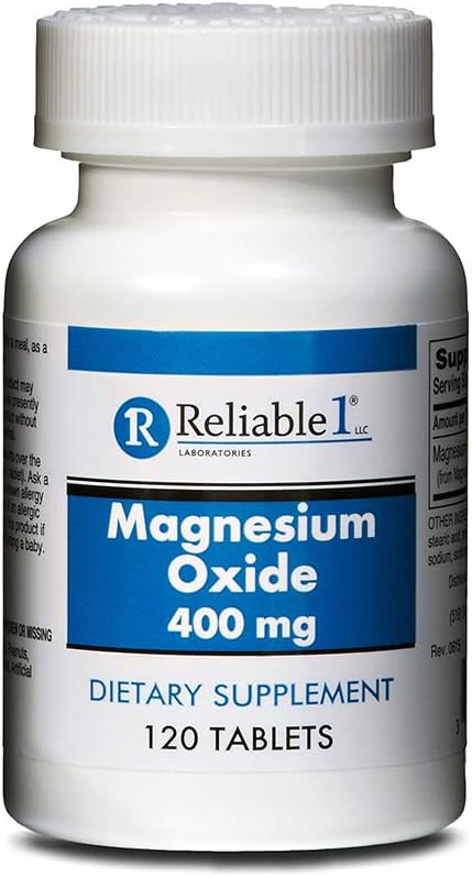 Magnezyum Oksit 400 mg Tabletleri Güvenilir-1 Laboratuvarlar | Kadınlar ve Erkekler için Magnezyum Tamamı | Bone Strength and Heart Health Supplements | 120 Kont Şişe