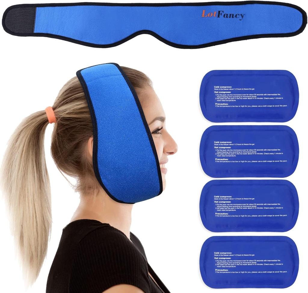 LotFancy Face Ice Pack TMJ, Bilge Dişler, 4 Reusable Hot Cold Therapy Gel Packs, Head, Oral ve Yüz Cerrahisi, Diş İmplantları, Blue Eye Cerrahisi, Diş İmplantları, Blue