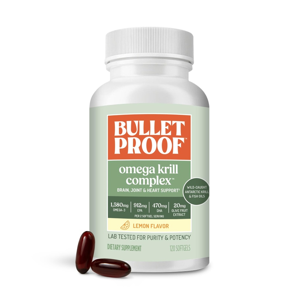 Ses geçirmez Limon-Flavored Omega Krill Kompleksi Softgels, 120 Kont, Fish Oil Supplement for Brain and Heart Health