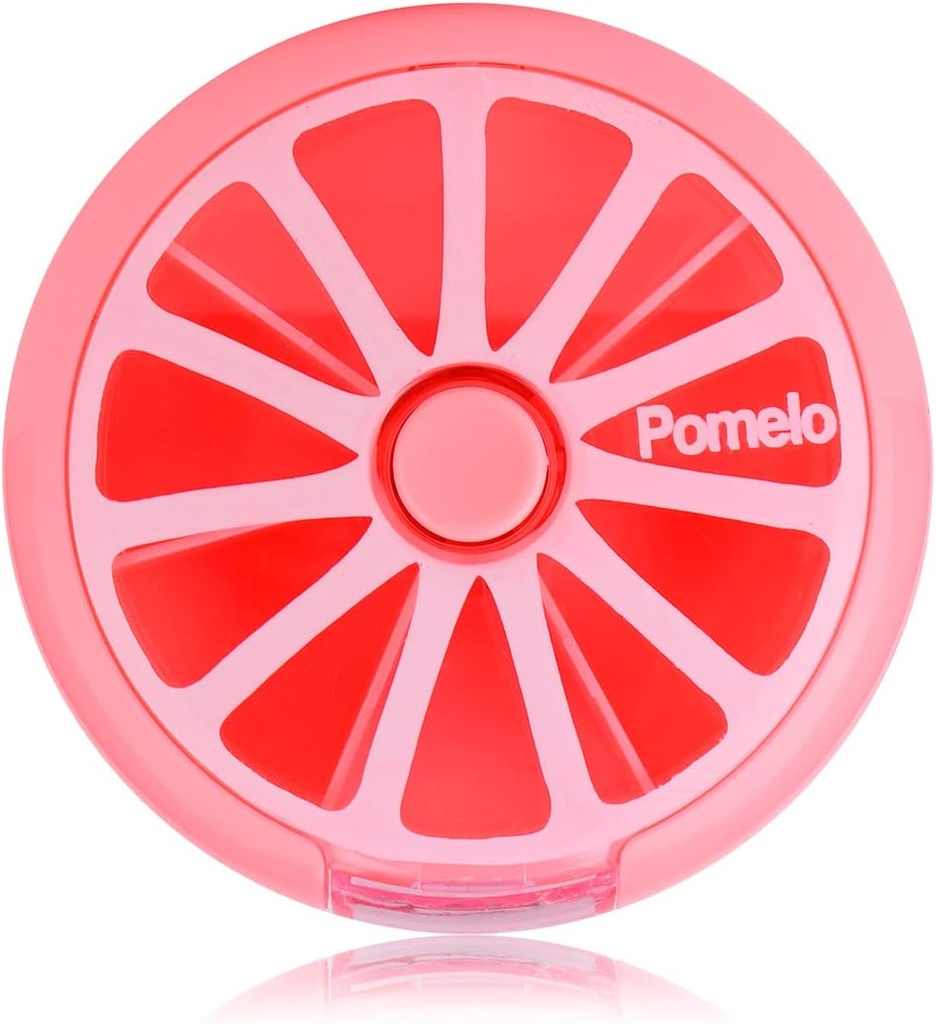 Creative Portable Mini 7 Day Weekly Circular Shape Rotary Fruit Style Pill Case Box (Pomelo)