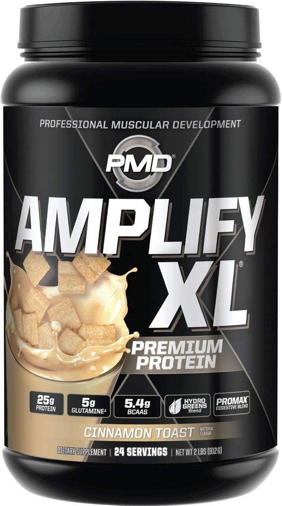 PMD Sportslify XL Premium Whey Protein Supplement Hydro Greens Meeting - Superfood for Muscle, Strength and Recovery - Cinnamon Tost (24 Hizmet) için Superfood ile Glutamine ve Whey Protein Matrix