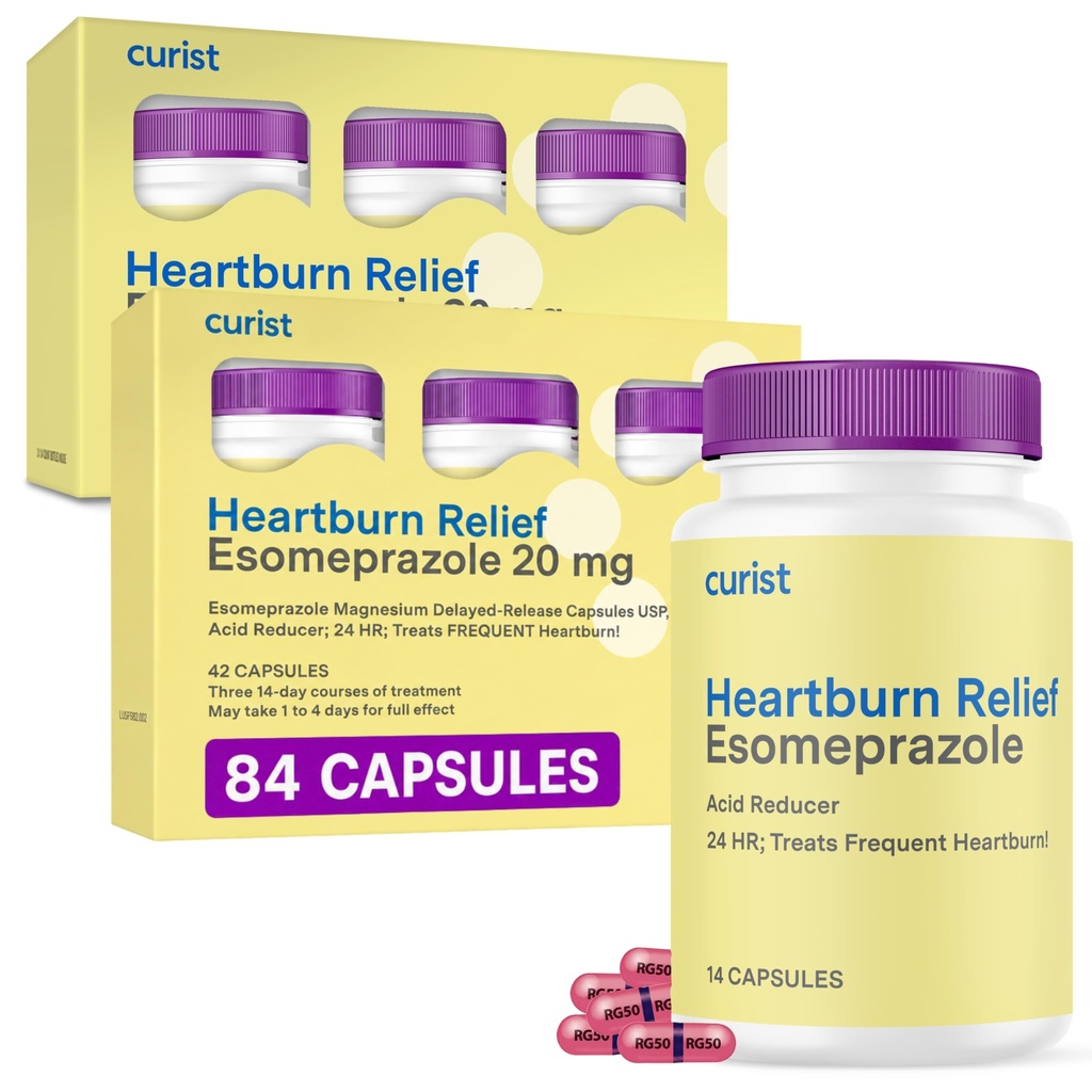Curist Esome 20 mg Capsules Gecikmiş-Release 84 Kont - Kalpburn Yardımı için Asit Reflux Tıp - 42 Kont Capsules (84 Total) - Asit Reflux Relief
