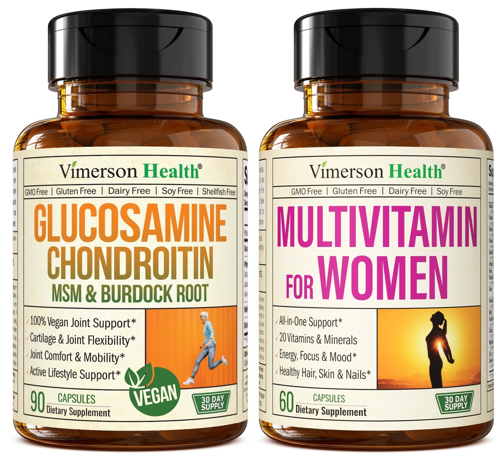 Vegan Glucosamine Chondroitin MSM Ortak Destek Tamamı ve Kadınlar için Çokvitamin Tamamlandı