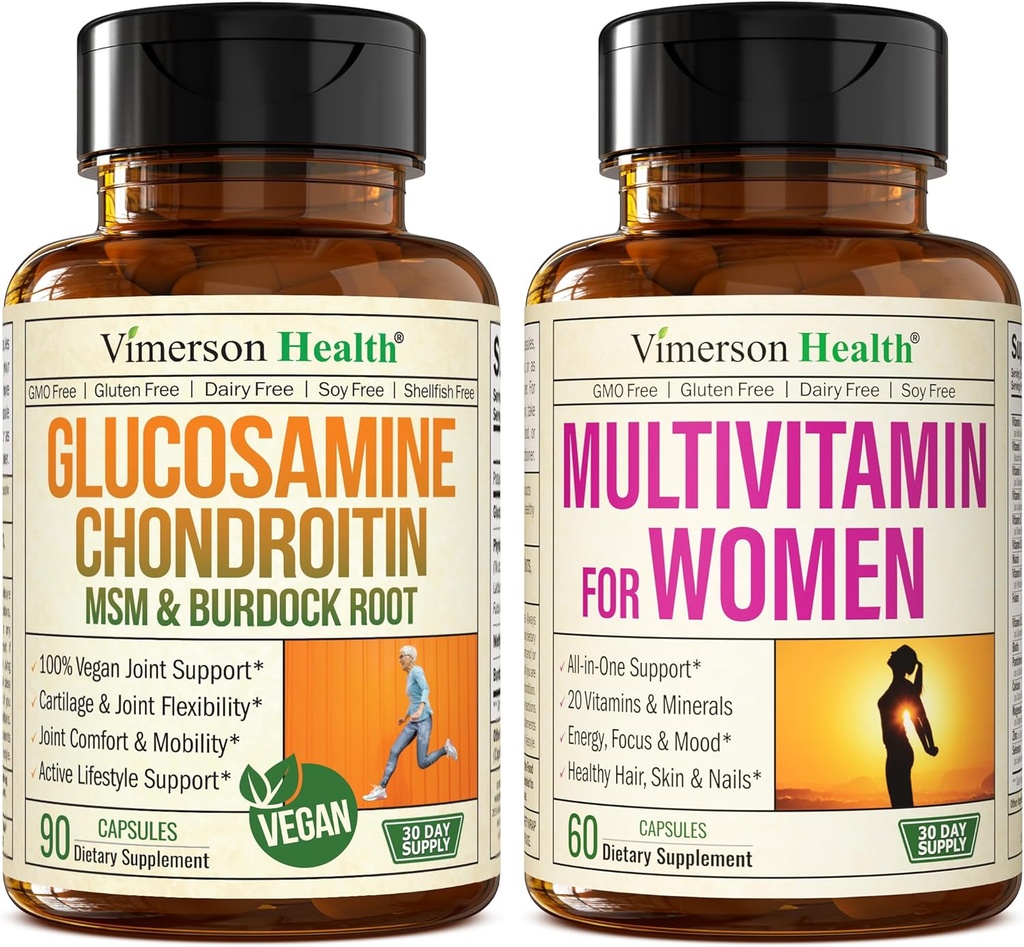 Vegan Glucosamine Chondroitin MSM Ortak Destek Tamamı ve Kadınlar için Çokvitamin Tamamlandı