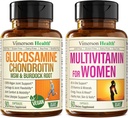 Vegan Glucosamine Chondroitin MSM Ortak Destek Tamamı ve Kadınlar için Çokvitamin Tamamlandı