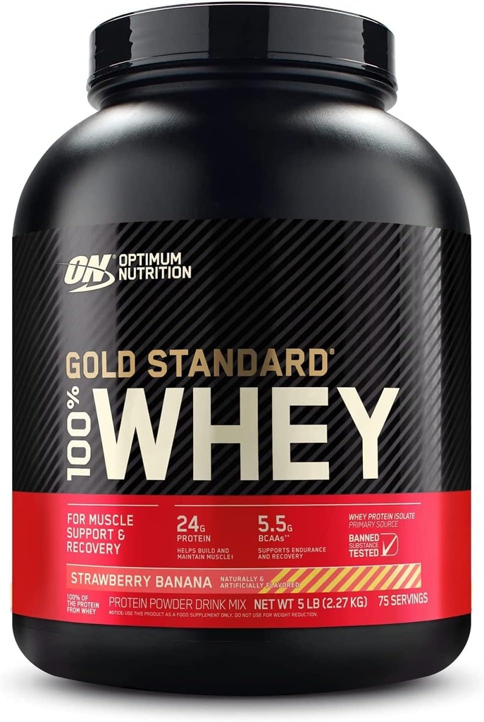 Optimum Beslenme Altın Standardı 100% Whey Protein Toz, Strawberry Banana, 5 Pound (Pazar Mayıs Vary)