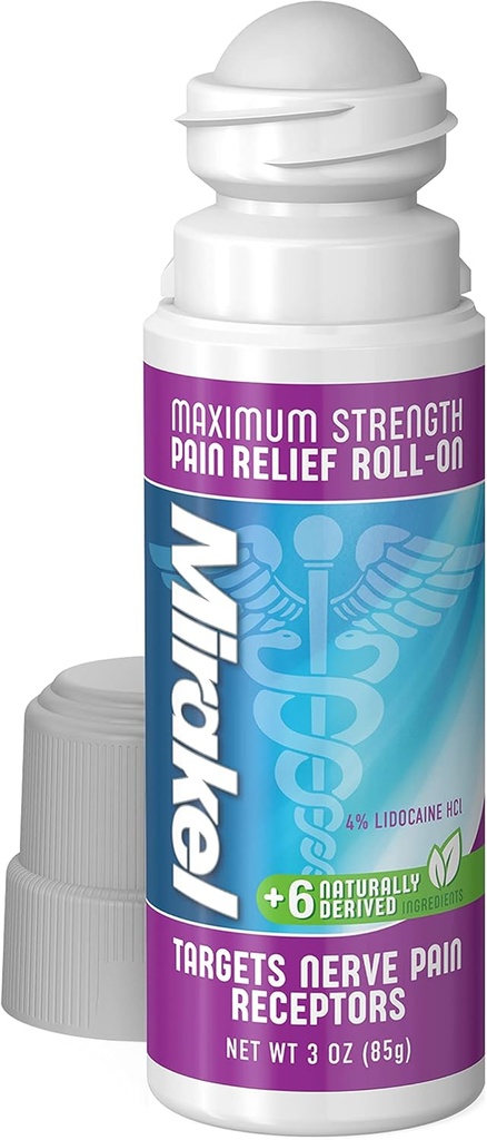 MIRAKEL Nerve Pain Relief Roll-on, Toes, Foot, Fingers, Hands, Legs & Arms, 3 ozz