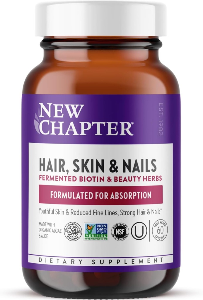 Yeni Bölüm Biotin Supplement, Vegan Hair Skin ve Nails Vitaminleri Fermented Biotin + Astaxanthin - 60 Kont