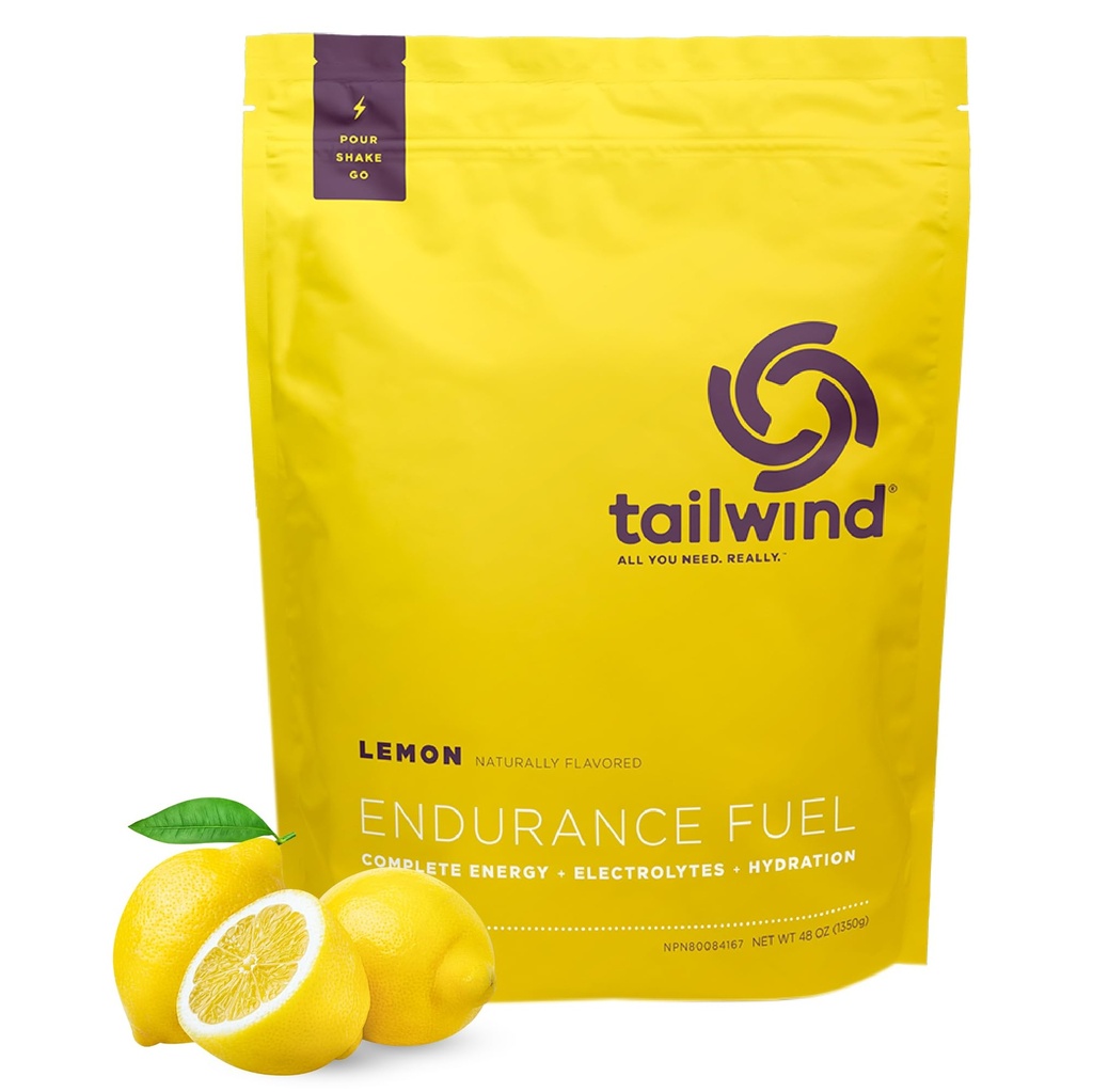 Tailwind Beslenme Endurance Yakıt, Carbohidrat & Electrolyte Sports Drink Mix Toz, Gluten-Free, Vegan, Lemon, 50 Hizmetler