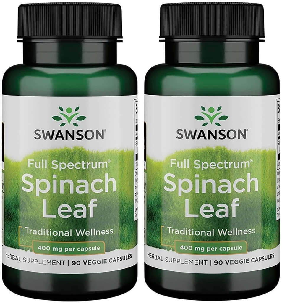 Swanson Full Spectrum Spinach Leaf 400 Milligram 90 Veg Capsules (2 Pack)