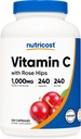 Gül HIPS 1025 mg ile Nutricost Vitamin C, 240 Capsules - C 1000 mg, Rose HIPS 25 mg, Premium, Non-GMO, Gluten Free Supplement