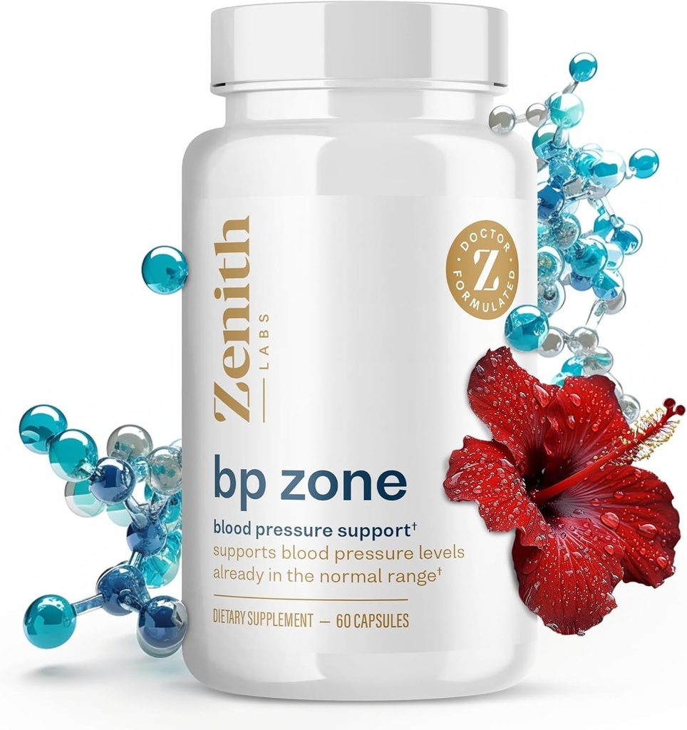 Zenith Labs BP Zone - Natural Blood Flow Supplement - Herbal Extract Pills - Saffron Crocus, Hibiscus, Co, CoQ10 ve Magnezyum