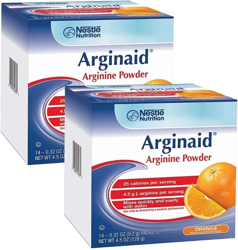 Arginaid Arginine Toz İç Mix, Orange - Yara Bakımı için Beslenme - 0.32 OZ Packets (14 CT/Pack) (Pack of 2)