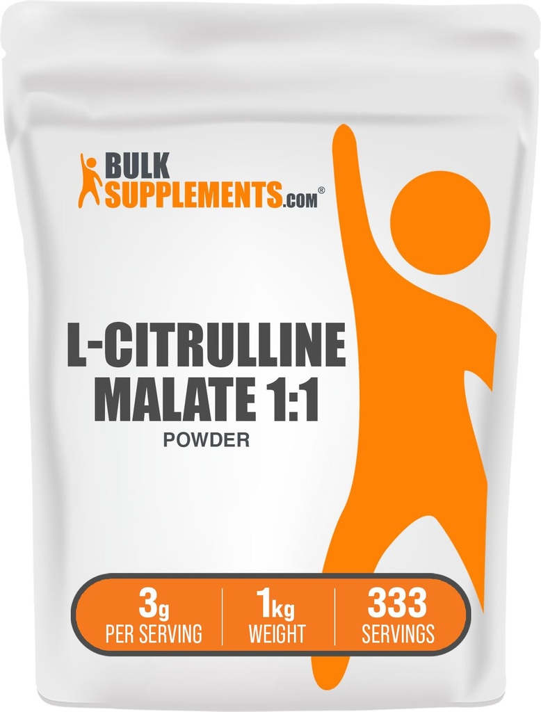 BulkSupplements.com L-Citrulline Malate 1:1 Toz - Citrulline Toz, Amino Asit Supplement - Unflavored & Gluten Free - 3g per Services, 1kg (2.2 lbs) (Pazar 1)