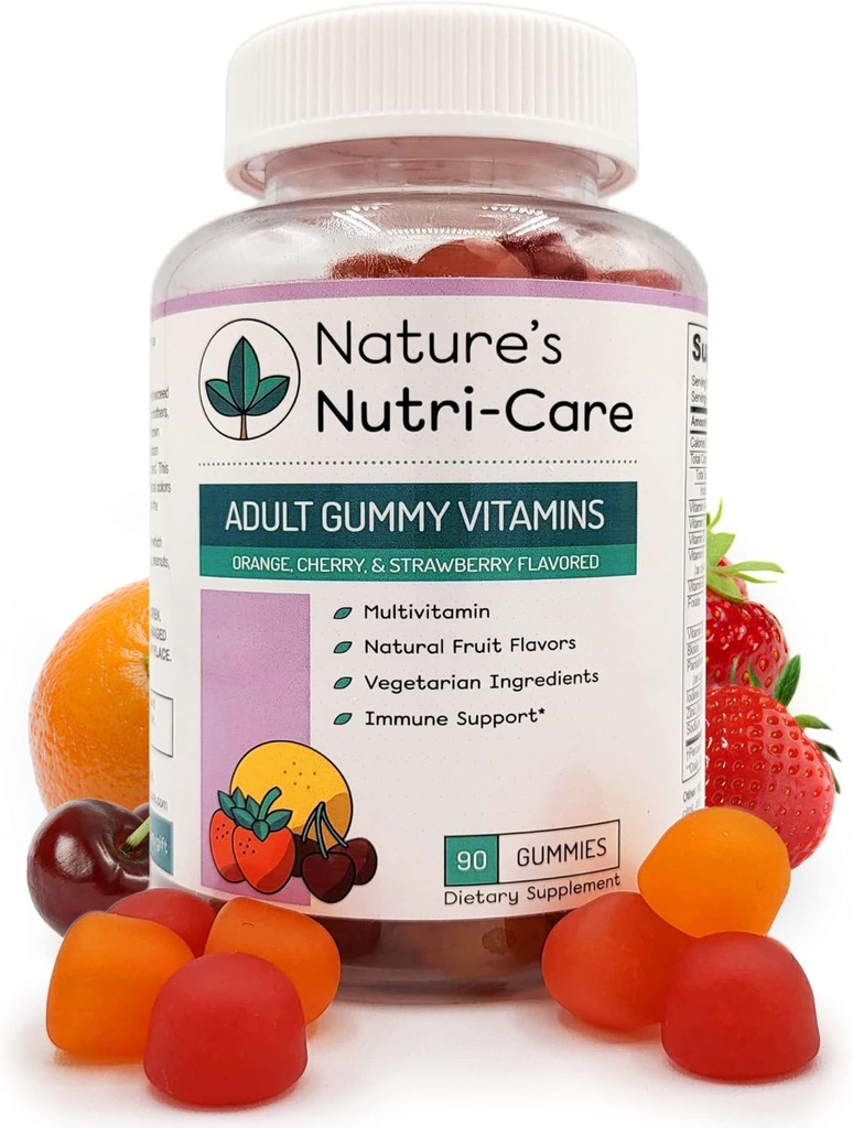 Nature's Nutri-Care Gummy Vitamins - Kadınlar için Multivitaminler, Yetişkinler için Chewable Vitamin, Women's & Men's Multi Supplements, Natural Vegetarian Gummy, Made in USA