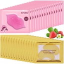 30 Pairs Lip Mask & Under Eye Mask, 24K Gold Crystal Collagen Under Eye Patches for Puffy Eyes, Lip Maskeleri Etkili Olarak Lip & Eye Skin, Eye Masks Güzel Hatları Ve Dark Circles Reducing Fine Lines & Dark Circle