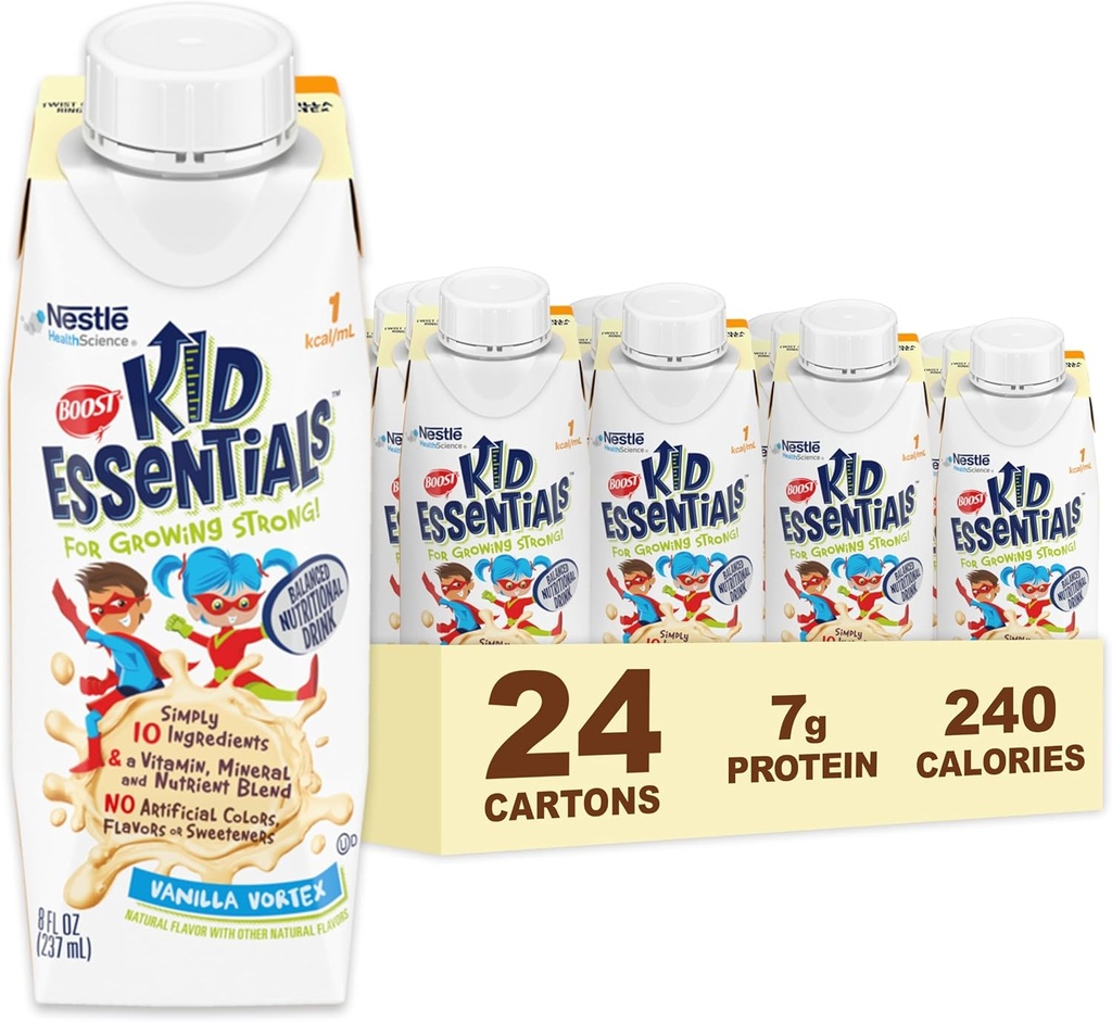 BOOST KID ESSENTIALS 1.0, Vanilla Vortex 24 x 8 fl oz karton