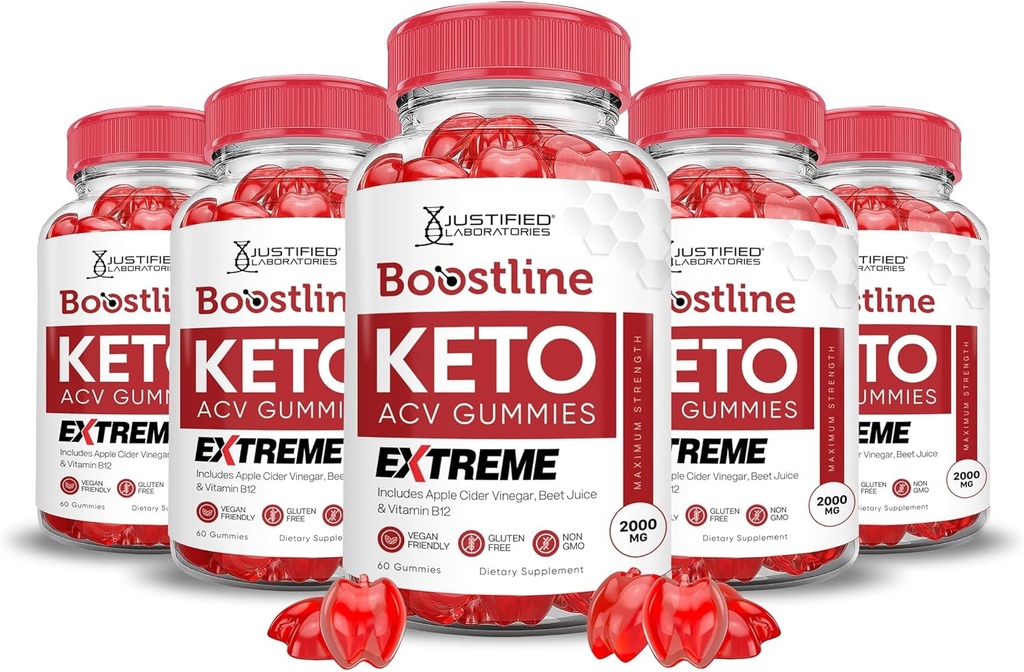 Justified Laboratories (5 Pack Boostline Keto ACV Gummies Extreme 2000MG Boost Line Keto Gummies Apple Cider Vinegar Formulated with Pomegranate Beet Juice B12 Vegan Non GMO 300 Gummys