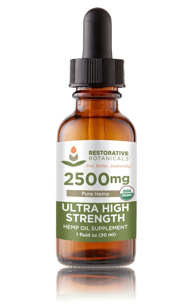 Ultra High Strength Hemp Oil Supplement for Body & Mind Benefits - USDA Certified Organic - Natural Flavor - 2500mg - Pure Hemp (1oz/30ml) 60 Servings - Χαλαρωτικό Στρες Ανακούφιση