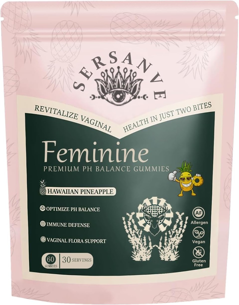 Vital Natural Feminine Balance Gummies for Women Health, Hawaiian Pineapple Flavor, Vegan, Gluten-free,Supports Γυναίκες Ζωτικότητα & Ουλές Υγεία - 60 Gummies (1)
