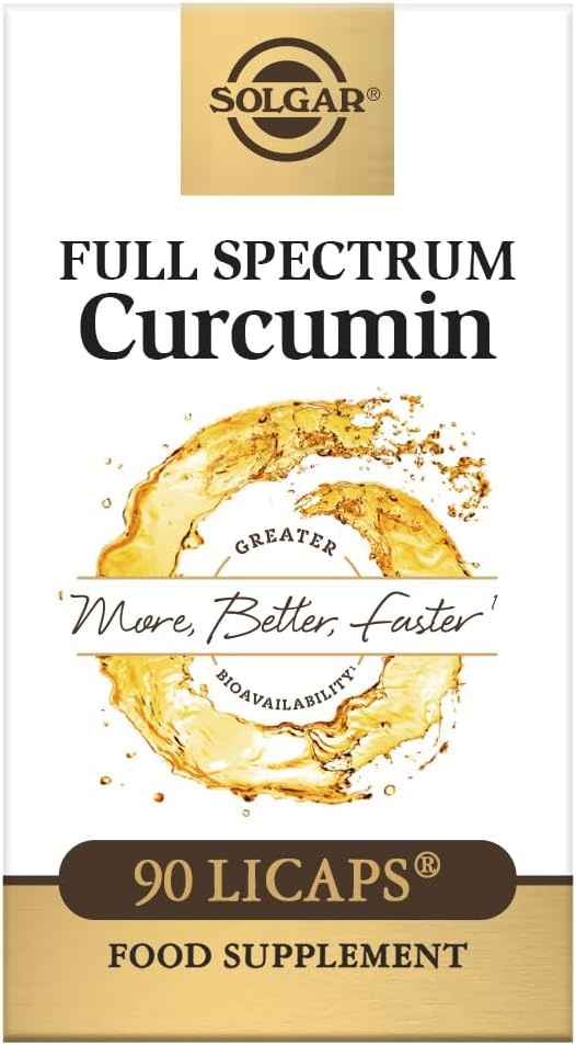 Solgar Full Spectrum Curcumin - 90 LiCaps - Ανώτερη απορρόφηση - Εγκεφαλική, Κοινή & Ανοσολογική Υγεία - Μη ΓΤΟ, Vegan, Χωρίς γλουτένη, Χωρίς γαλακτοκομικά - 90 Μερίδες
