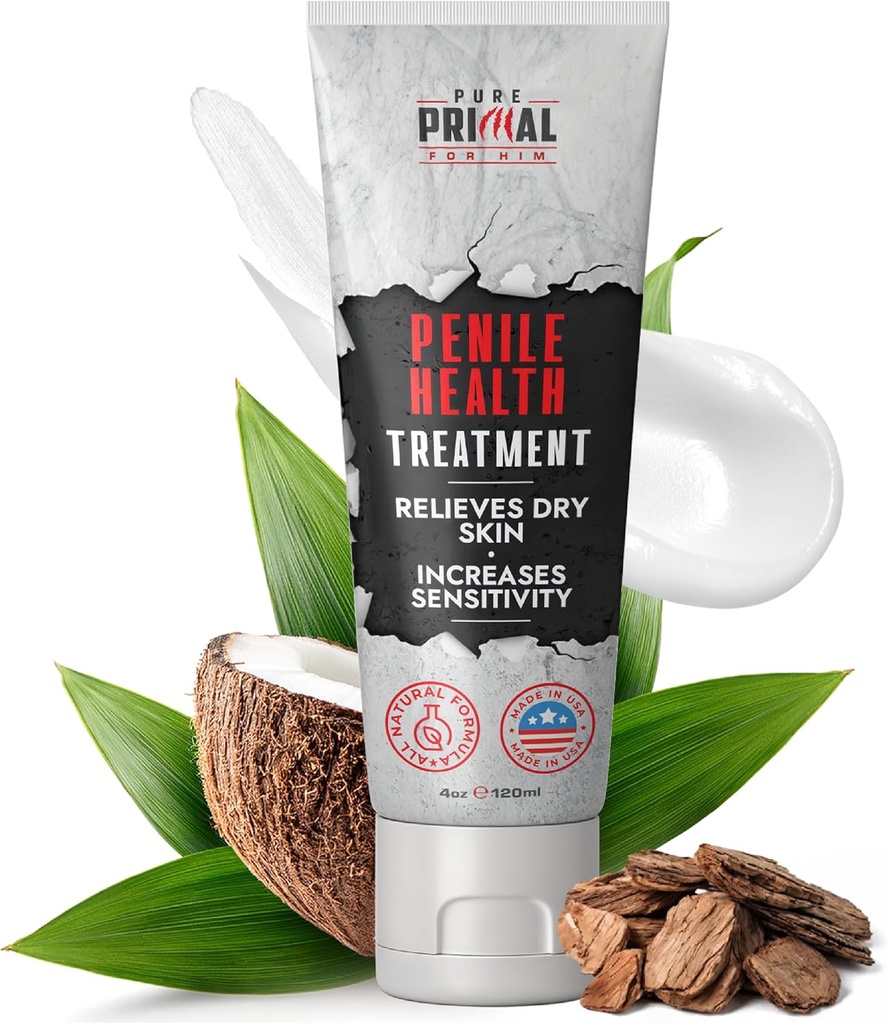 Erkekler için Saf Primal Penile Kremi - Hydration Skin Support & Irritation Relief - Daily Moisturizer Tedavisi