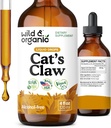 Wild & Organic Cats Claw Tincture - Immune Support Supplement - Cats Claw Herb Liquid Extract - Vegan, Sugar & Alkol-Free Bark Based Drops - 4 fl oz