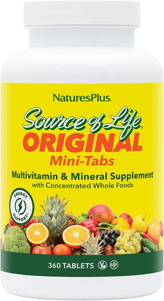 NaturesPlus Life Kaynağı - 360 Mini-Tabs, 2 Paket - Multivitamin & Mineral Supplement - Supports Natural Energy & General Well-Being - Gluten Free, Vegetarian - 120 Total Services