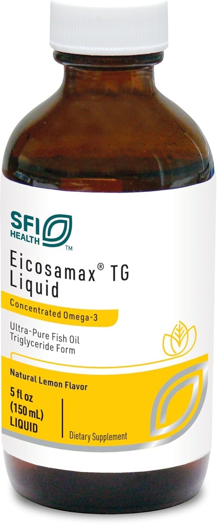 Klaire Labs SFI Health Eicosamax TG Fish Oil - Ultra Pure Omega-3 Fish Oil Pills with EPA/DHA - Sustainable Sourced - Natural Lemon Flavor for No Fishy Burps or Aftertaste (30 Servisler / 5 fl oz)