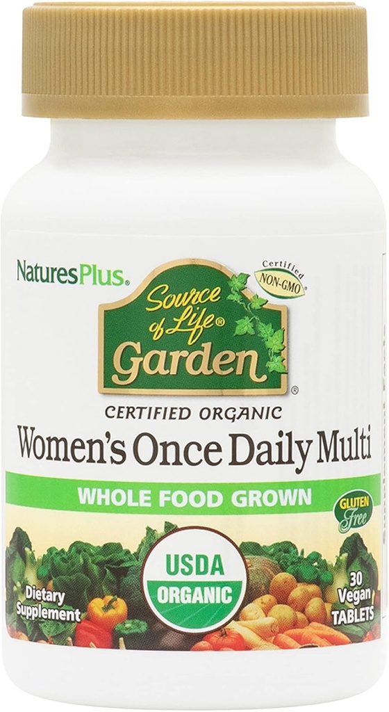 Natures Plus Life Garden'ın Kaynağı Organik Kadınları Günlük Multivitamin - 30 Vegan Tablet - Saf, Doğal Tüm Gıda Malzemeleri - Enerji Boost - Vegetarian, Gluten-Free - 30 Hizmet