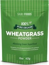 Sari Gıdaları Organik Buğdaygrass Toz - Buğday Grass Juice Toz klorophyll, Antioksis & Vitamins (15 Ounce)