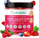 Adndale 90 CT Magnezyum Glycinate Gummies 400 mg/Serv with Ashwagandha, Magnezyum Malate & Taurate, Sugar Free Chews for Yetişkinler & Kids.