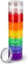 7 Day Medicine Hill Organizer - Stackable Pill Box - Ταιριάζει σε μικρά δισκία & συμπληρώματα βιταμίνης, Κρατήστε την Καθημερινή σας Ιατρική Οργανωμένη σε One Place - Medium - Rainbow