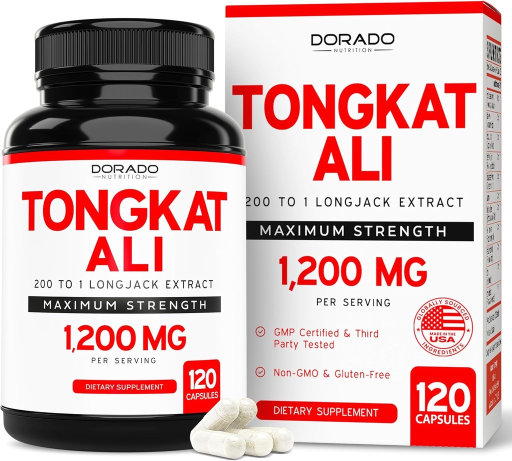 Tongkat Ali για τους άνδρες 1200mg (200 έως 1 εκχύλισμα) - 120 κάψουλες - Longjack συμπλήρωμα - Premium συμπλήρωμα Tonkat-Ali - Δύναμη υποστήριξης, κίνηση, αθλητική απόδοση & μυϊκή μάζα - Χωρίς γλουτένη & μη GMO