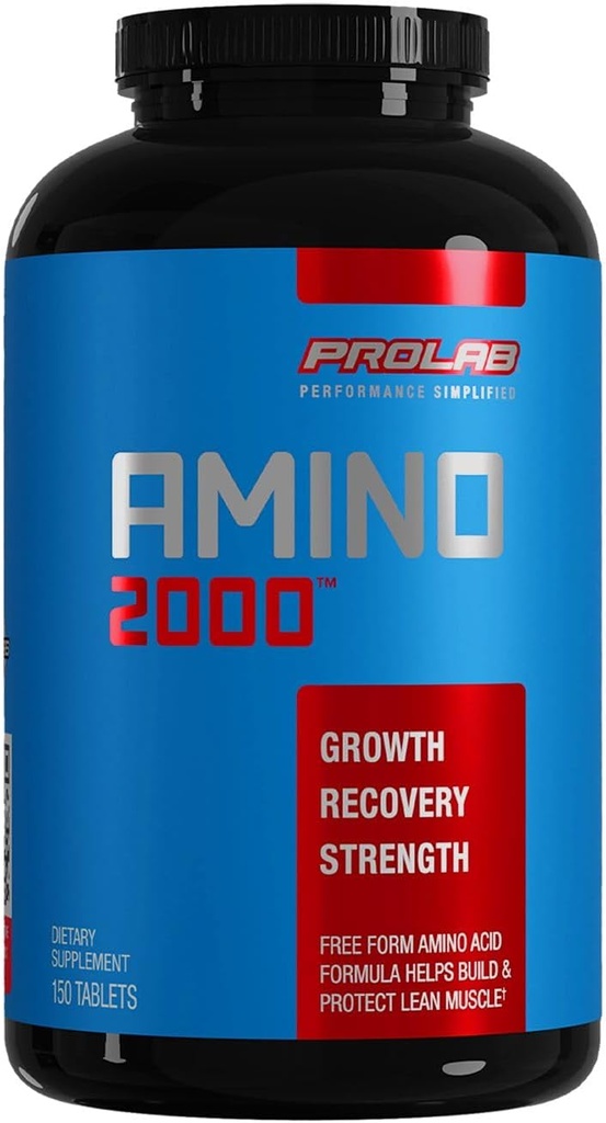 Prolab Amino 2000 Essential Amino Acids Supplement, High-Potency BCAA Blend for Muscle Support & Recovery (150 Tablets)