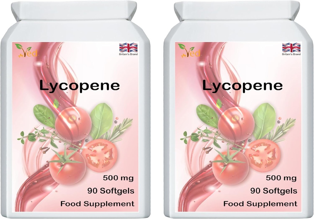 Ved Lycopene 500 mg | 90 softgel, 6 Ay Supply.(Pack of 2)