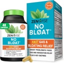 Zenwise Health No Bloat Digestive Enzymes for Gut Health, Gas & Bloating Relief - Multi Enzymes Digestion Supplement with Probiyotiks, Ginger, Turmeric Dandelion & Lactase - Men & Women - 48 Count