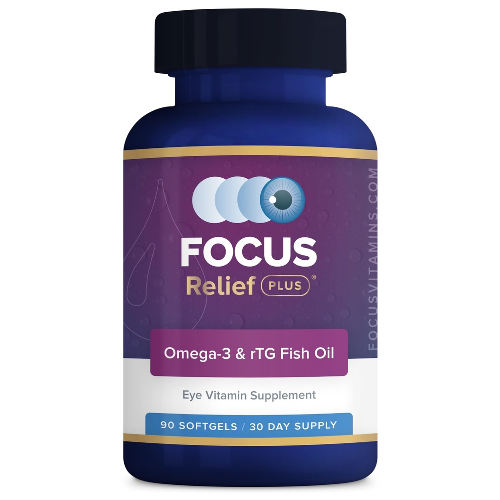 Focus Relief Plus Kuru Eye Formula (90 ct. 30 Day Supply) Kuru Eye Omega 3 Supplement - Kuru Eye Relief Supplement -Omega 3 Fish Oil for Kuru Eye Eye
