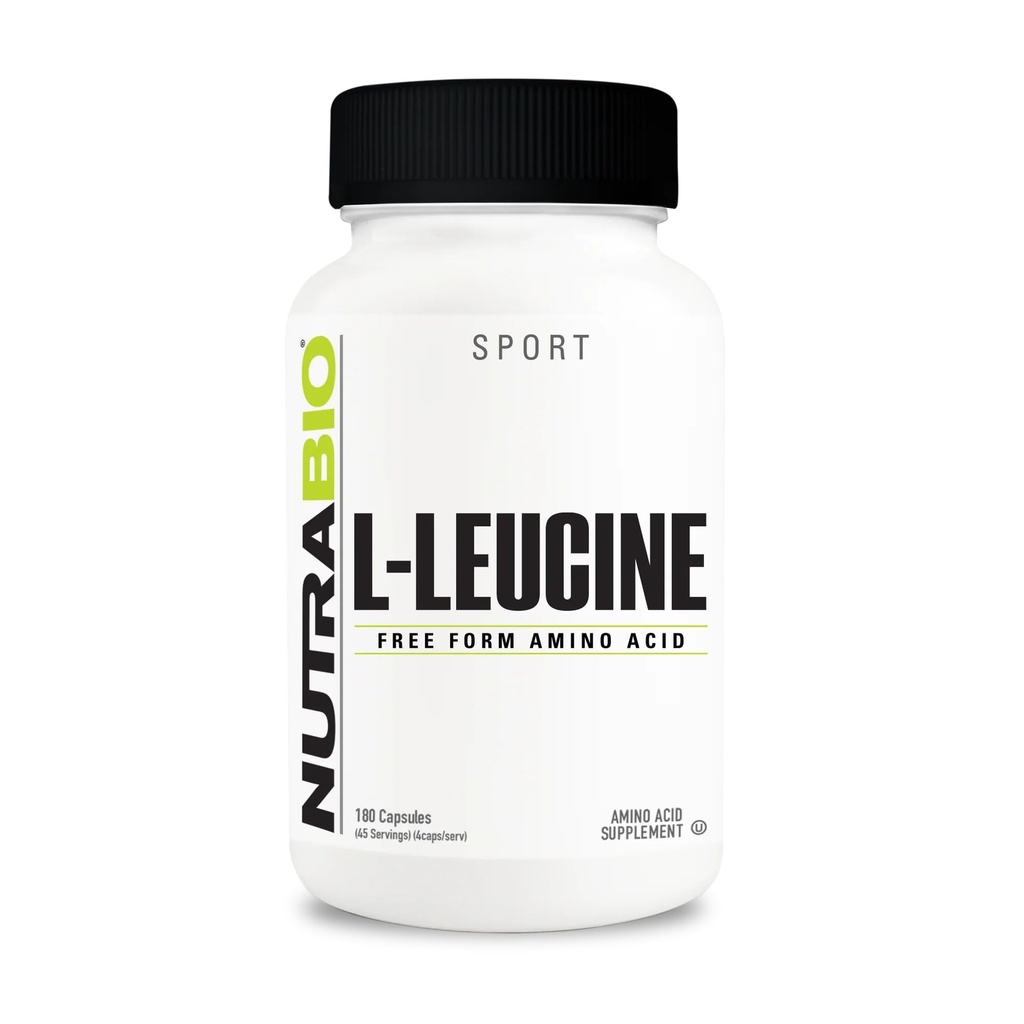 NutraBio L-Leucine Supplement - Kas Büyüme ve Kurtarma için Optimal Amino Asit - Doğal Fermented Free Form Leucine replicas Supplement- Vegan, Non-GMO, Gluten Free - 400 mg, 180 Capsules
