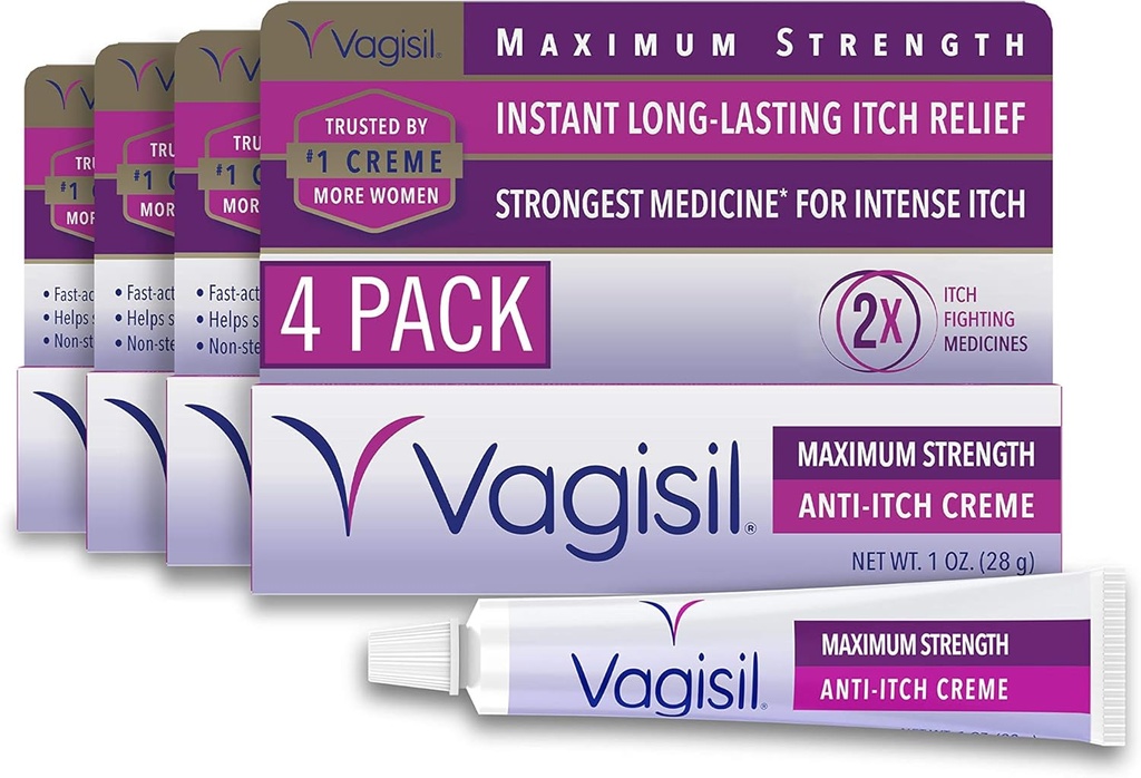 Vagisil, Kadınlar için Benzokak ile En Güçlü Kadın Anti-Itch Cream, Relieve Yeast Enfeksiyon Irritation, Gynecologist Tested, Fast-acting, Soothes ve Cools Skin, 1 oz (Pazarlama)