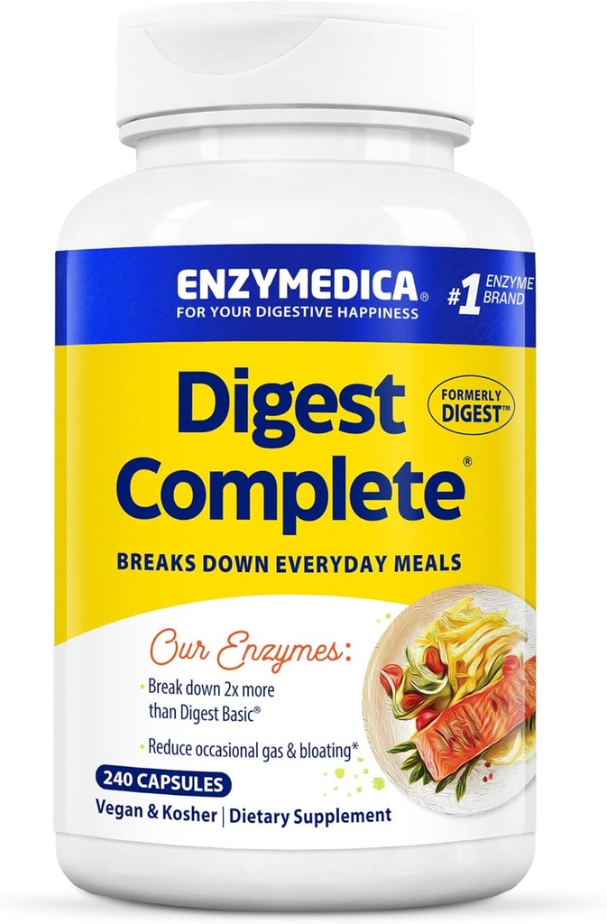 Enzymedica Digest, Full-Range, Everyday Digestive Enzymes, Προσφέρει Αέριο ταχείας δράσης και Bloating Relief, 240 Count