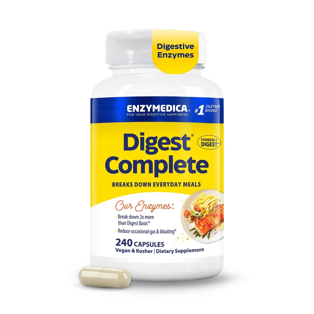 Enzymedica Digest, Full-Range, Her gün Digestive Enzymes, Fast-Acting Gas & Bloating Relief, 240 Kont