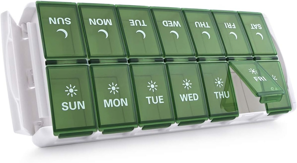 TakeMag Weekly Medicine Pill Organizer 2 φορές την ημέρα, Easy Fill AM Pill Box, Μεγάλη Χωρητικότητα Γρήγορες-επαναγεμίστε 7 υποθέσεις χάπι ημέρας για χάπια / Vitamin / Fish Oil / Συμπληρωματικά (Patent Registered)