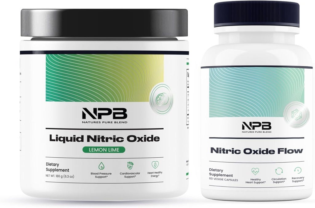 Pure Blend της φύσης - Nitric Oxide Bundle - Υποστήριξη πίεσης αίματος, Heart Health Energy, N.O Production Boosters