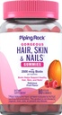Piping Rock Hair Skin ve Nails Vitaminleri | 80 Gummies | 2500 mcg of Biotin | Womens Multivitamin | C and E | Fruit Flavor | Non-GMO, Gluten Free Supplement