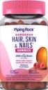 Piping Rock Hair Skin ve Nails Vitaminleri | 80 Gummies | 2500 mcg of Biotin | Womens Multivitamin | C and E | Fruit Flavor | Non-GMO, Gluten Free Supplement