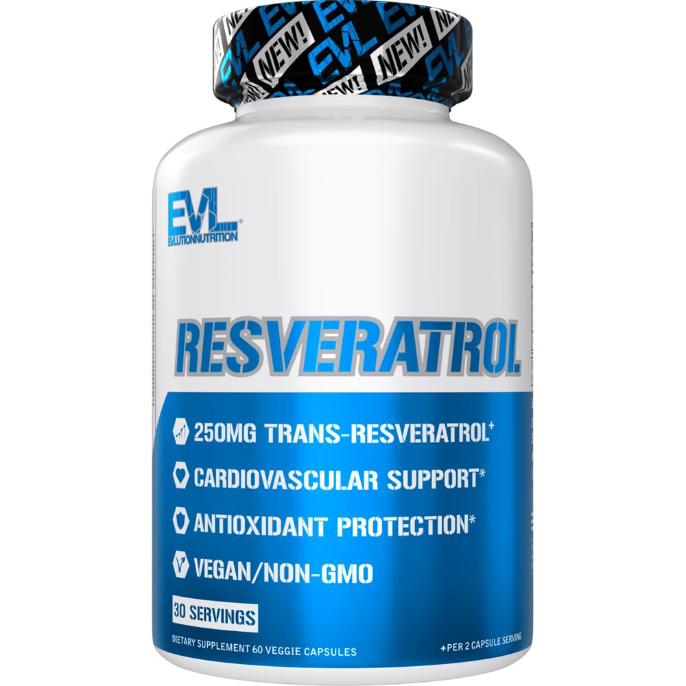 Evlution κατά της γήρανσης Trans Resveratrol συμπλήρωμα διατροφής Super αντιοξειδωτικό συμπλήρωμα με 250mg Trans-Resveratrol από Resveratrol 500mg Ιαπωνικό Knotweed εκχύλισμα για ανοσοποιητική και καρδιακή υγεία