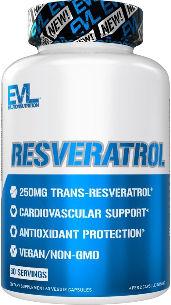 Evlution Anti Aging Trans Resveratrol Supplement Beslenme Super Antioksi Supplement 250 mg Trans-Resveratrol from Resveratrol 500 mg Japon Knotweed Tür Immune and Heart Health